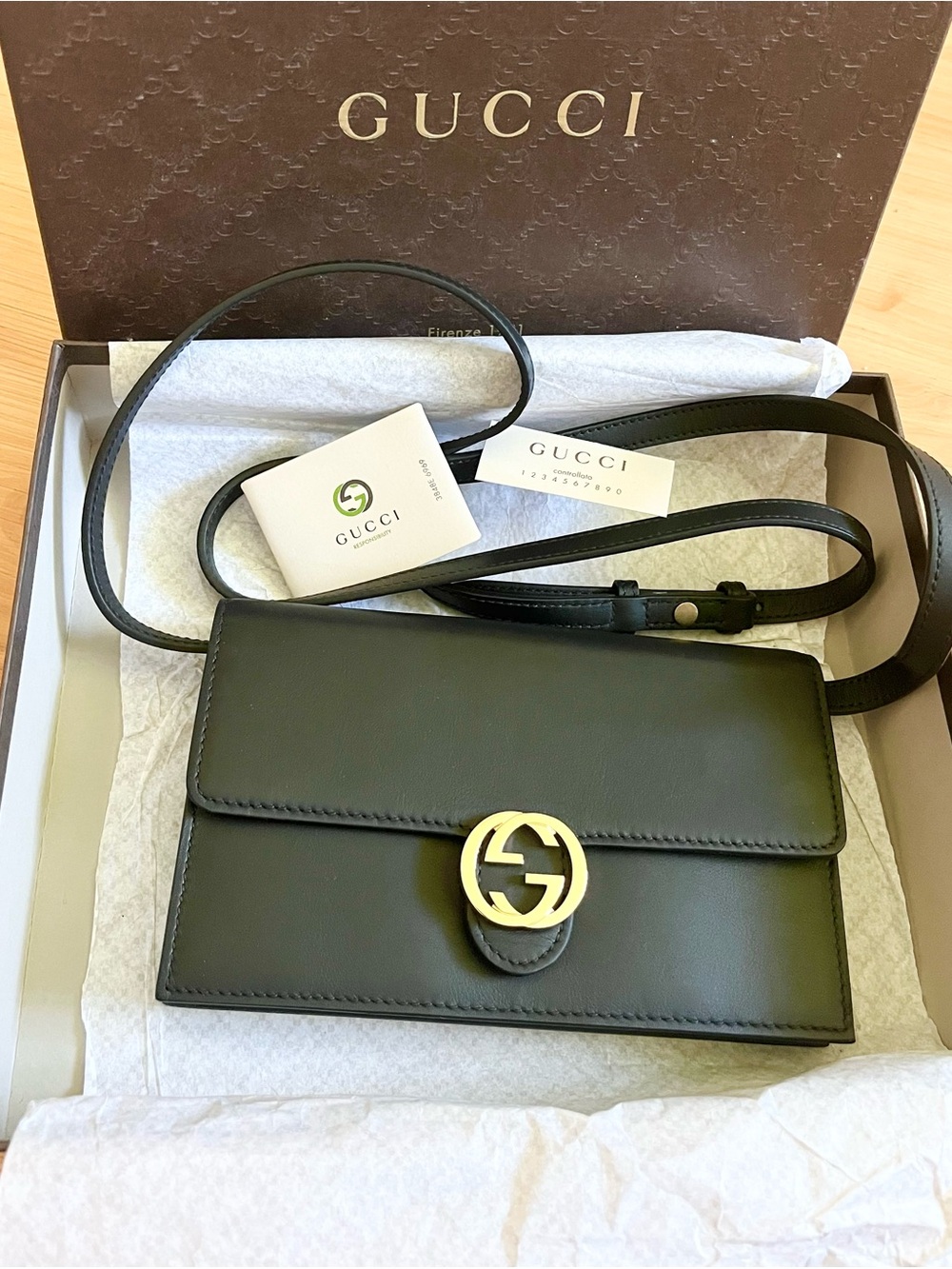 Gucci Interlocking GG Wallet Crossbody Handbag#369664